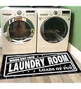 Ukeler Black and White Laundry Room Rug Runner, Non Skid Farmhouse Laundry Mats for Laundry Room ...