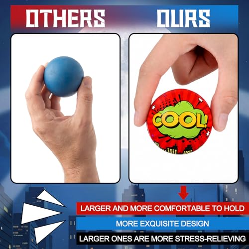Image of 30 Pcs 2 Inch Hero Party Favors Stress Balls Hero Soft Foam Squeeze Ball Sensory Fidget Toy Gift for Kid Heroes Birthday Party Supplies, Girl Boy Gift, Finger Exercise