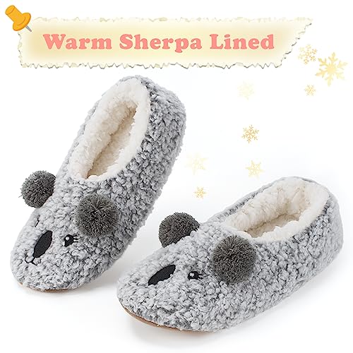 Image of The Metluks Cute Animal House Slippers, Warm Fuzzy Slipper Socks with Grippers Non Slip, Cozy Funny Gifts
