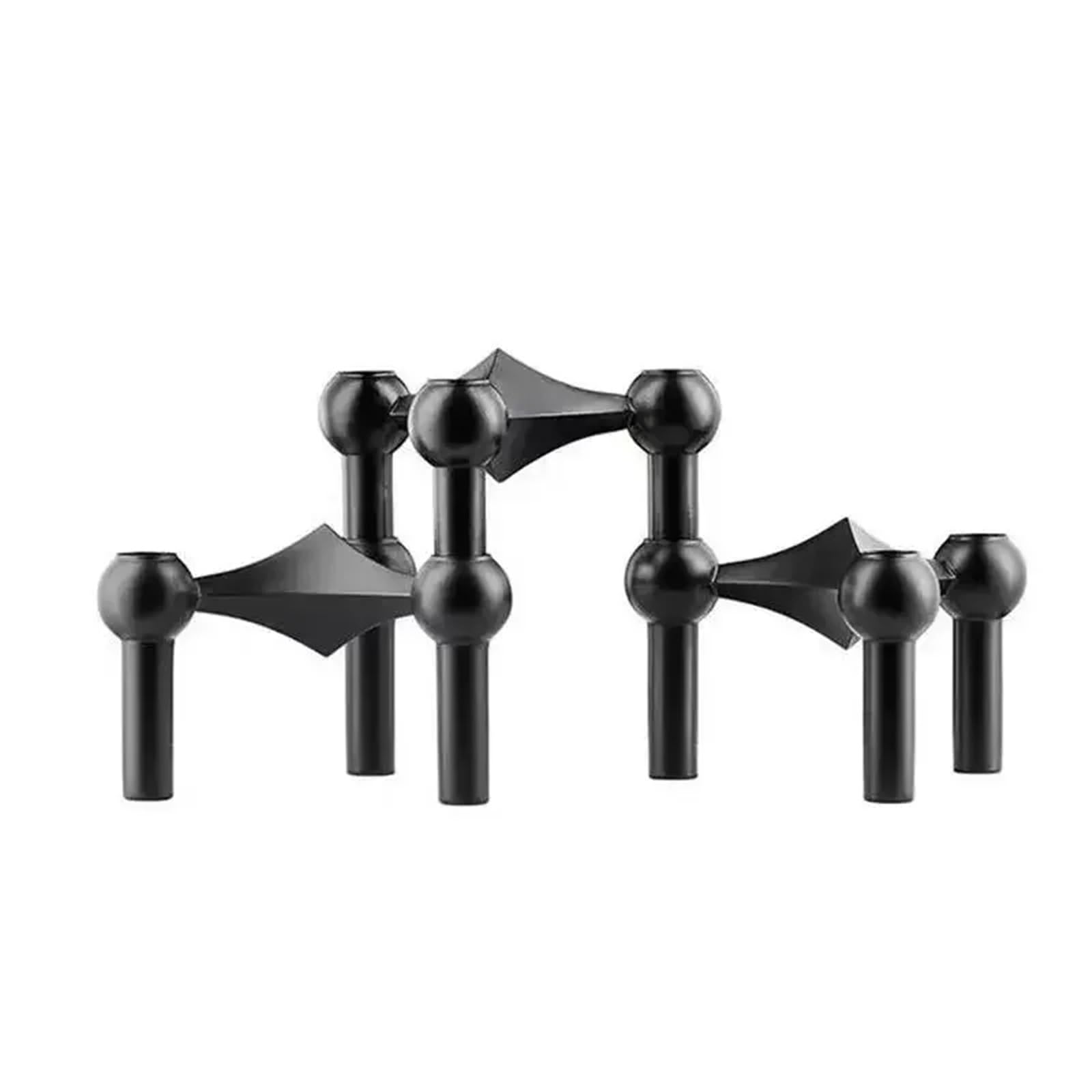 Silver Candlestick Metal Molecular Structure Candle Holder Centerpiece Living Room Decoration Gift Home Decore Candelabra For Living Room Fireplace Wedding(Black)