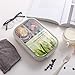 Itopor Wheat Straw Bento Box Adult, Leakproof Lunch Box Kids, BPA-Free Microwave Safe Lunch Containers with 3 Compartments (White, Regular Size)