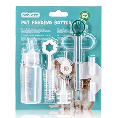 Nobleza - 9 Piezas Alimentador de Dispensador para Mascotas, Jeringa de Silicona con Punta Suave Botella de Alimentación para Pequeños Cachorros Gatitos