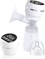 Bomba Tira Leite Materno Elétrica Portátil Recarregável USB – Extratora de leite 9 Níveis de Sucção, Silenciosa, Livre de BPA, com Mamadeira e Cabo Tipo C (WHITE)