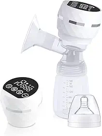 Bomba Tira Leite Materno Elétrica Portátil Recarregável USB – Extratora de leite 9 Níveis de Sucção, Silenciosa, Livre de BPA, com Mamadeira e Cabo Tipo C (WHITE)