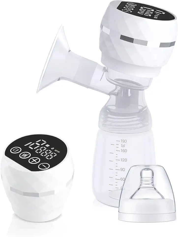 Bomba Tira Leite Materno Elétrica Portátil Recarregável USB – Extratora de leite 9 Níveis de Sucção, Silenciosa, Livre de BPA, com Mamadeira e Cabo Tipo C (WHITE)