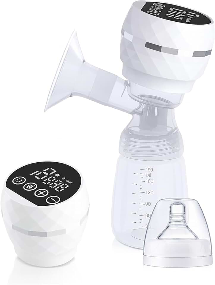 Bomba Tira Leite Materno Elétrica Portátil Recarregável USB – Extratora de leite 9 Níveis de Sucção, Silenciosa, Livre de BPA, com Mamadeira e Cabo Tipo C (WHITE)