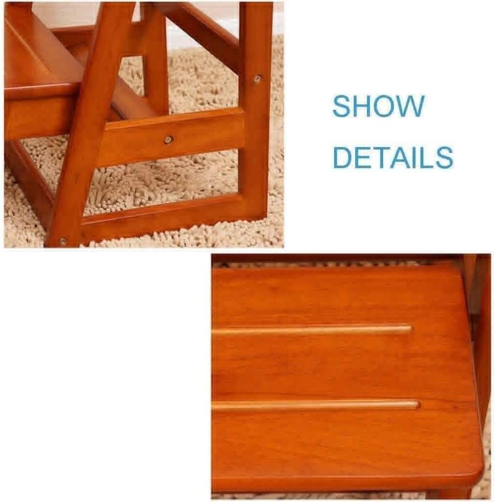 Chair Adult Oak Wooden Householdal Folding Seat with 2 Step Lift, Shoe Bench, Widened,Step Stool with Handle Step Stool (Color : A)