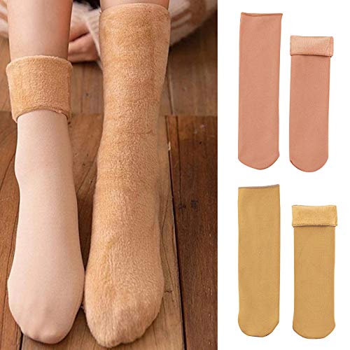 Ablita 5 pares de meias femininas para neve mais meias de veludo espessas forradas de lã meias quent