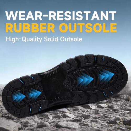 Image of Steel Toe Work Boots for Men Puncture Resistant Safety Boots | ASTM,High-Top,Industrial,Comfortable,Lace-Up,Construction,Warehouse, Factory,Workshop