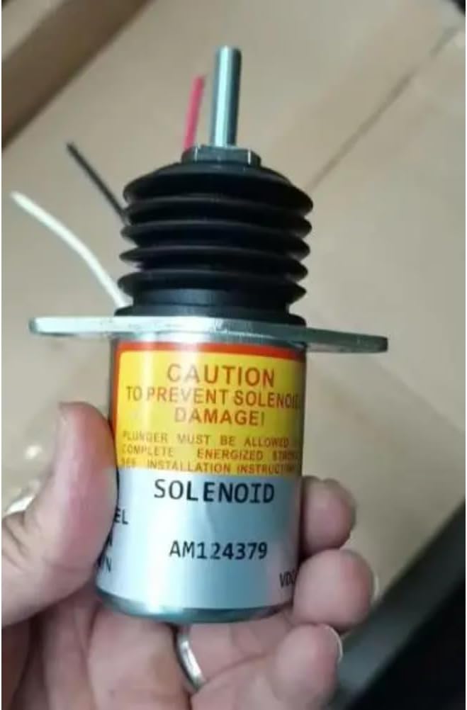 12V Diesel Engine Shutdown Stop Solenoid Valve, Compatible with JD 415 455 F915 F925 F935 P610-A1V12, 12V AM124379, Excavator Flameout Replacement Parts