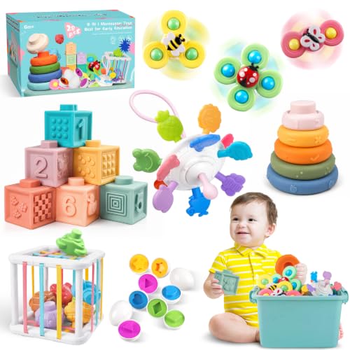 Weilim Jouet Bébé 18 Mois à 1 an, 6 en 1 Montessori Sensoriel Empilable