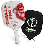 ZCEBRA Pala de Pickleball Grafito - Raqueta Fibra de Carbono núcleo Reforzado 16 mm Grueso de Panel de Abeja Polipropileno Textura Rugosa - Set Funda Neopreno - Gorilla Pro Red