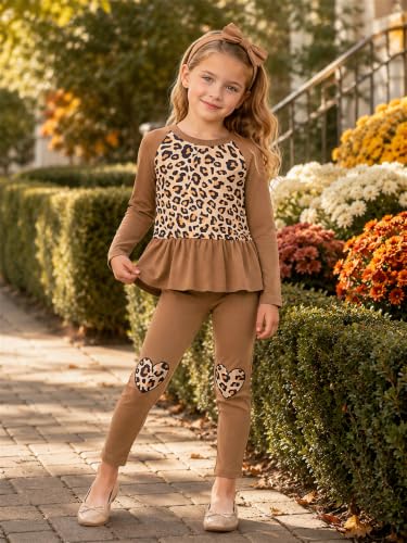 Image of Little Girls Clothes Sets - Cute Sweatshirts Top Shirt & Leggings 2 Piece Kids Fall Winter Outfits Toddler Clothing