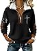 Women's Casual Retro Color Block Faith Cross Print Hoodie Jacket Usa Faith Wear Zip Up Collared Pullover Sweatshirts (01, S)