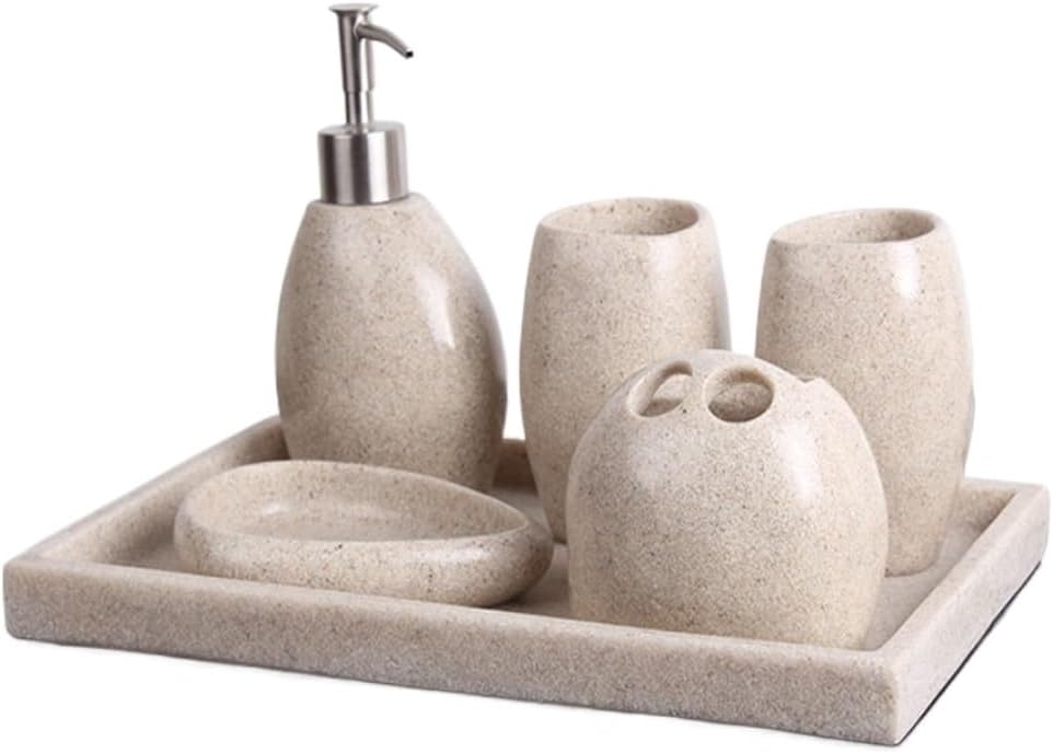 Sandstone European Bathroom Five-Piece Bathroom Set Toothbrush Wash Set Home Toothbrush Cup