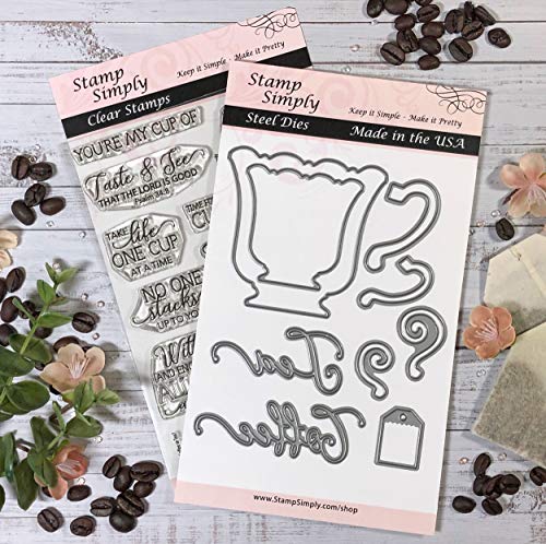 Stamp Simply Clear Stamps Coffee Cup or Tea Mug Steel Die Set Christian Religious (2-Pack) 4x6 Inch Sheets - 25 Pieces
