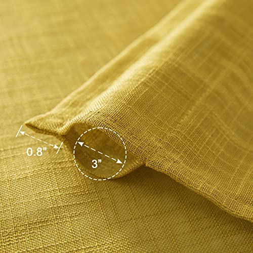 Shineland Mustard Yellow Window Curtain Panels For Living Room 84 Inch Length Set Of 2 Long Semi Sheer Drapes,Light Filtering Reducing Rod Pocket Linen Textured Boho Curtains For Bedroom,Dark Gold #TOP7