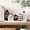 Decoraciones de madera para interiores con forma de sonrisa, 4 piezas pequeñas formas de casa, decoración de madera para estante y mesa 8