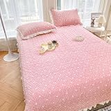 Highdi Colcha Acolchada, Colcha Cama Multiusos Leicht Patchwork con Hem, Manta Sofa Suave, Manta Cama Reversible & Lavable (Corazón Rosa,200x230cm)