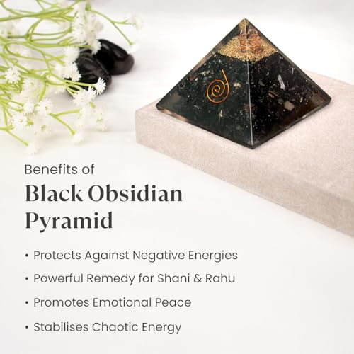 Image of Astrotalk Black Obsidian Resin Pyramid | Protection, Grounding & Healing Energy Pyramid | Vastu Items for Home Decor | Office Table Decoration Items | Gift for Man & Woman