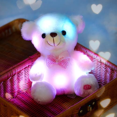 Bstaofy Light Up Mother's Day White Teddy Bear Led Stuffed Animal Soft Nightlight Glow Bear Plush Toy Gifts For Kids Mom Girls Valentine's Day Birthday Christmas, 8" #TOP2