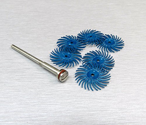 3M Radial Bristle Discs Brushes Blue 400 Grit 3/4" Pack Of 6 And Screw Mandrel By Jts #TOP4