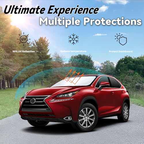 Image of Car Front Windshield Sun Shade for 2015-2021 NX NX300h /NX300 /NX200t, Car Window SunShades Shield Cover Visor Protector with 240T Reflective Fabric UV & Sun Heat Protection Accessories