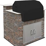 REVXON Built-in Grill Cover for Kalamazoo K750 Hybrid Fire Grill, 420D Heavy Duty Outdoor Kitchen Grill Cover, Water-Resistant Oxford Fabric BBQ Cover with Drawstring & Air Vents,Black