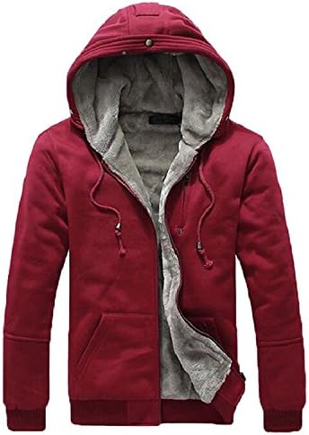 EGELBEL Men's Triple Stack Hoodie Full-Zip Fleece Jacket Thick Warmer Outerwear(XX-Large,Burgundy)