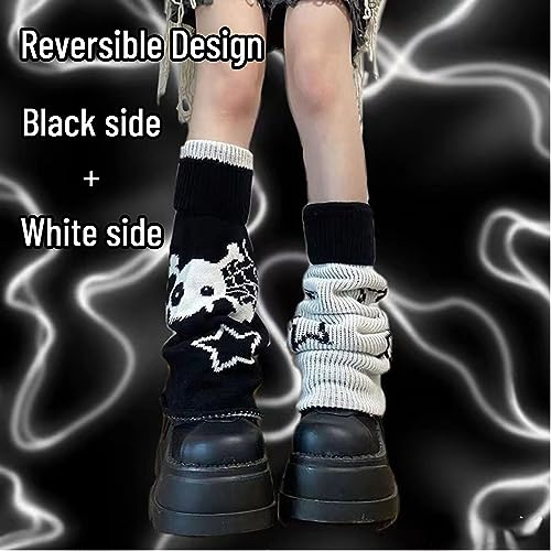 Grunge Leg Warmers Socks Fairy Grunge Cloth Socks Reversible High Knee Long Boot Knit Stack Socks Star Women Girls2