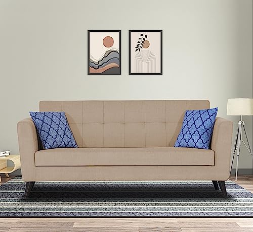 Image of Adorn India Dannis 3 Seater Sofa (Beige) (3 Year Warranty)