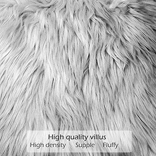 LIGICKY Decorative Lumbar Soft Faux Fur Throw Pillow Cover Luxury Series Rectangle Plush Pillow Case Cushion Cover for Couch Sofa Bed, 12" x 20" Grey by LIGICKY - Image 4