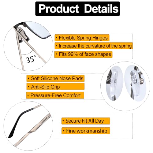Image of YIMI Mens Blue Light Glasses Men Computer Gaming BlueLight Blocking Glasses Metal Anti Eyestrain Clear Lens Eye Protection