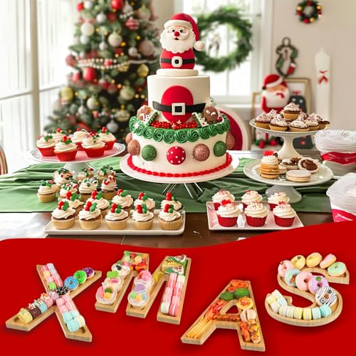 NatNarr Letras de tabuleiro de charcutaria de Natal de 32 cm, 4 peças maiores de letras de charcutar