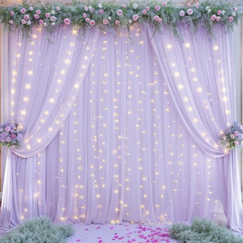 Cortina de Fondo Lavanda de 5'x7' con Luces para Eventos miniatura 7