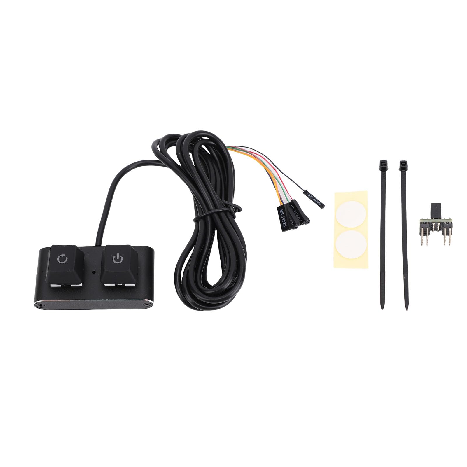 Zunate Przycisk Zasilania Komputera PC Light Mechaniczny Przełącznik RGB do Płyty Głównej Komputera Stacjonarnego, Kabel 2 M ON Off Reset SW HDD LED, Idealny do Użytku Domowego i Niestandardowych