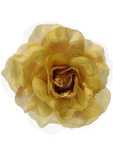 Image of Women's Multifunction Rose Flower Sheer Petal Brooch Pin Hair Tie Clip