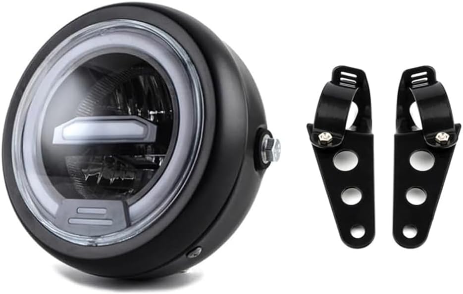 kucehiup 6.5 Inches Round Motorcycle LED Headlight with Brackets Assembly (Yellow Light)