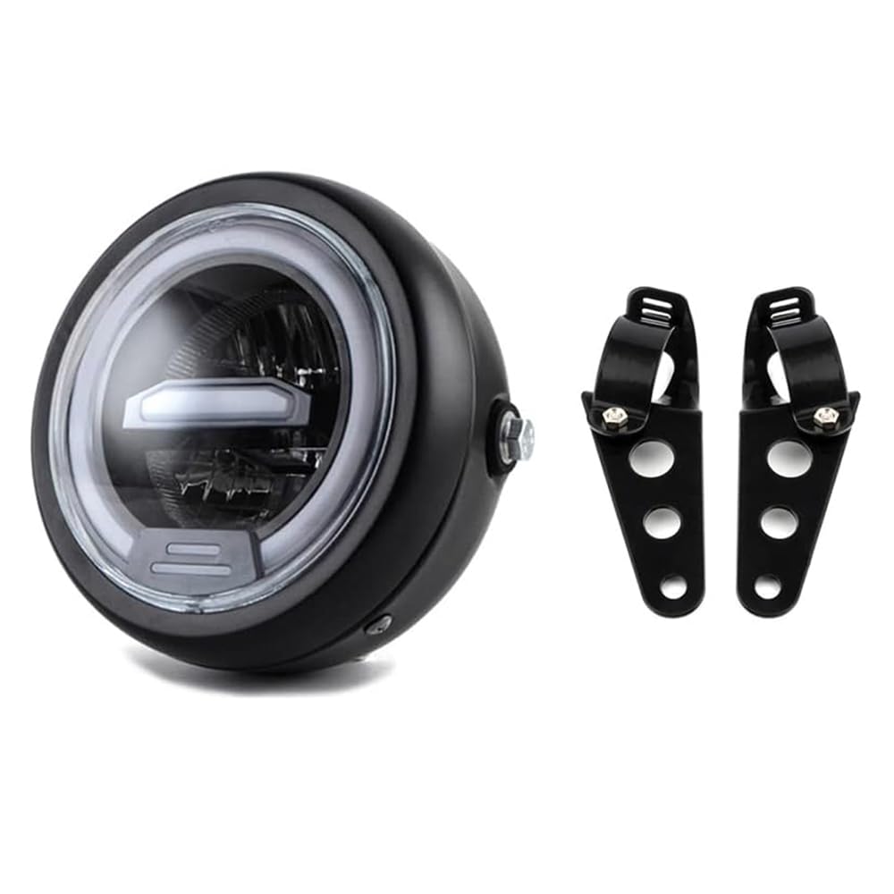 kucehiup 6.5 Inches Round Motorcycle LED Headlight with Brackets Assembly (White Light)