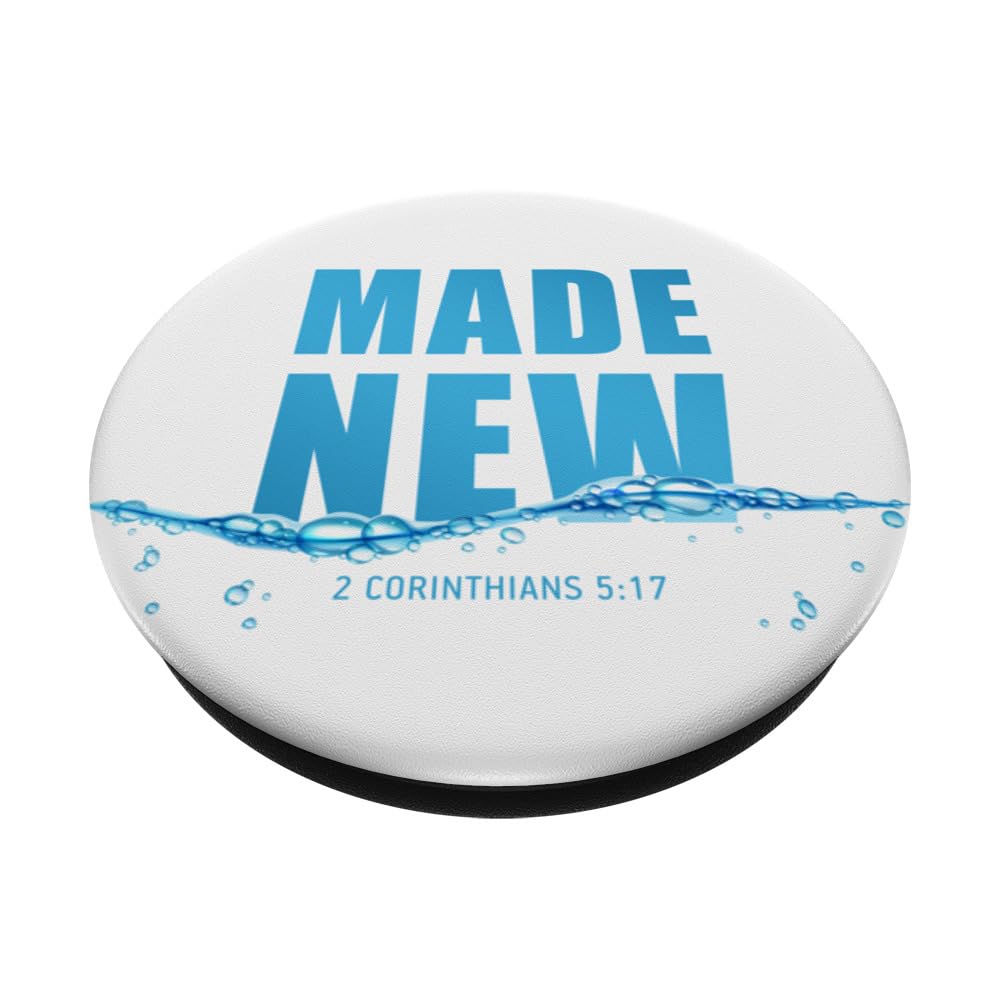 Made New in Christ Jesus: Christian Faith Baptism 2 Cor 5:17 PopSockets Swappable PopGrip, Black - Image 2