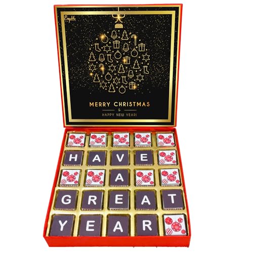Image of Expelite Personalized Merry Christmas and Happy New Year Chocolate Gift for Wife -25 Pc Merry Christmas and Happy New Year Chocolate Gift for Girlfriend Wife