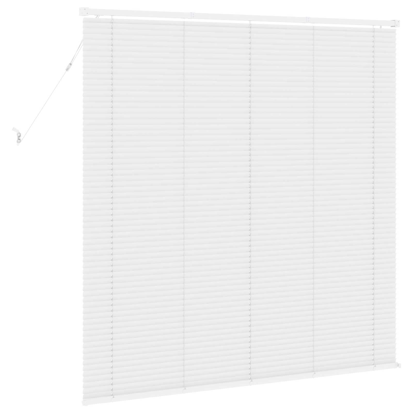 Markiza wenecka biała 150 x 160 cm PVC | Ostrza 25 mm, pręt obrotowy, klips zabezpieczający przed dziećmi, zestaw montażowy w zestawie, biuro lub dom