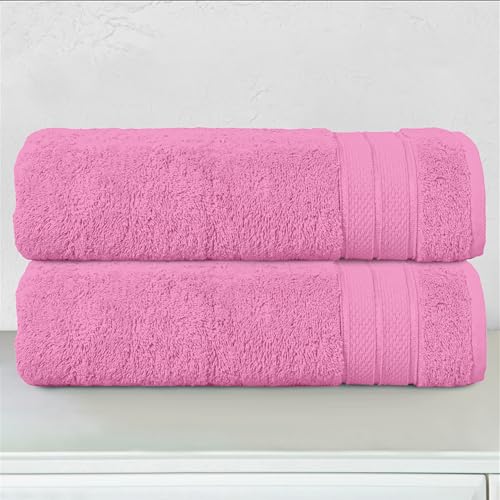 Image of Elegant Comfort Three Line Popcorn Towel Set for Bathroom 27 x 54 inches, Premium Hotel Quality 2-Pack Bath Towels, 100% Turkish Cotton, Soft and Durable, Quick Dry and Highly Absorbent, Light Pink