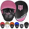 Punching-Mitts-Kickboxing-Muay-Thai-MMA-Boxing-Mitts-Training-Focus-Punch-Mitts-Bags-Hand-Target-Pads-for-Kids-Men-Women-Pair Hawk Sports Punching Mitts for Men, Women, and Kids, Leather Focus Mitts for Martial Arts and Boxing Training, Curved Punch Mitts for Karate, Kickboxing, Krav MAGA, Muay Thai, and Taekwondo, Pink