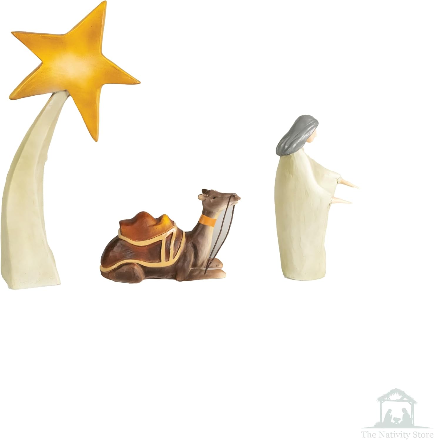 The Nativity Store Kate Lee Love's Pure Light Resin Nativity Set Add-On - Camel, Star & Angel Only - Family-Friendly Christmas Decorations (3 Piece Set)