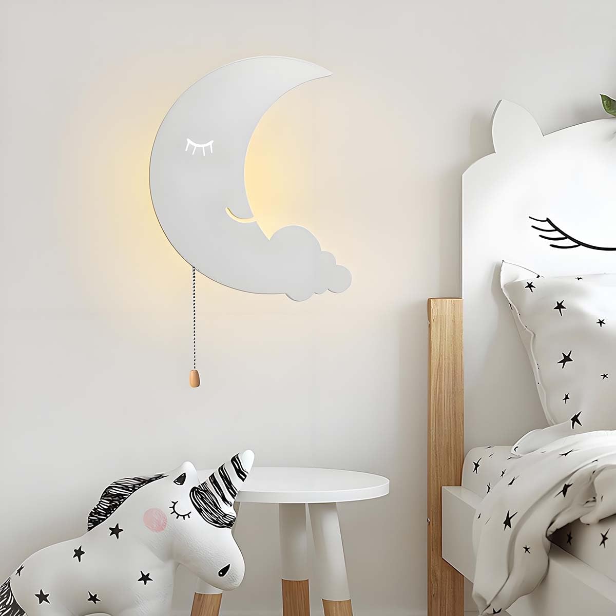AoLa Kinkiet księżycowy LED 6W z przełącznikiem wewnętrzna lampa ścienna do pokoju dziecięcego Nowoczesna lampa księżycowa o 3 temperaturach barwowych dekoracja pokoju dziecięcego lampka nocna