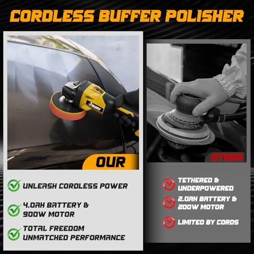 image for Jruav Cordless Buffer Polisher for Car Detailing,7230 RPM Car Buffer P