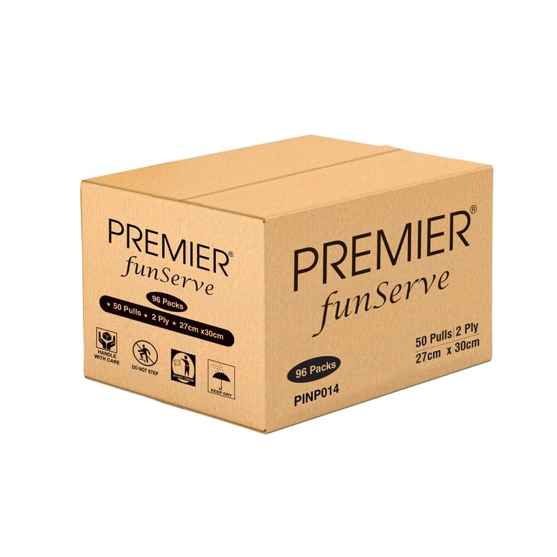 Image of Premier FunServe Tissue Paper Napkin (4800 Sheets) | 50 Pulls (Pack of 96) Wholesale Bulk Carton | Soft Absorbent 2ply Tissue Napkins | Disposable Table Napkins for Everyday use, party, home, offices