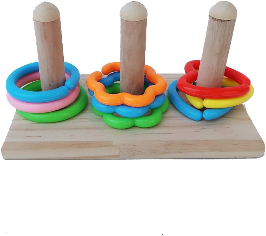 silkasurplus Bird Trick Tabletop Toys Educational Bird Toys Parrot Trick Intelligence Training Toys Stacking Colorful Rings for…