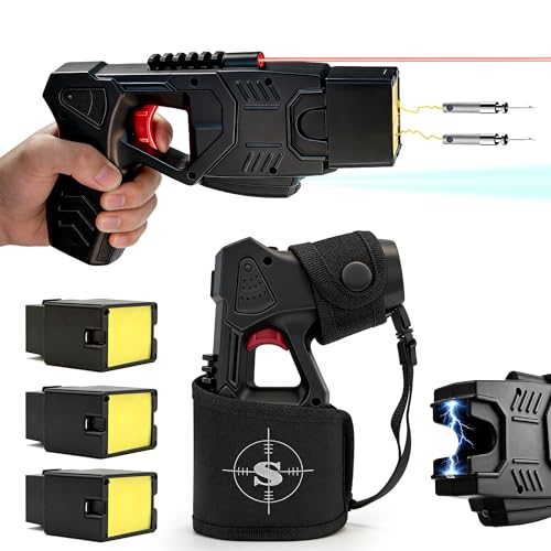 Self-Defense Heavy Duty Stun Gun for Men & Women Personal Protection Device with LED Flashlight Alarm and Rechargeable Cartridge System VA01